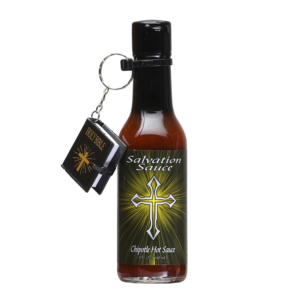 Salvation Sauce Chipotle Hot Sauce w/Bible Keychain
