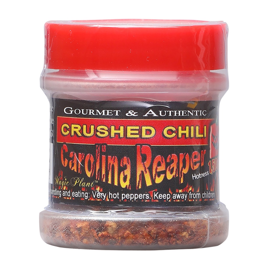 Magic Plant Carolina Reaper Pepper Flakes/Crushed - 1/2 oz. in Plastic Jar w/ Sifter Lid