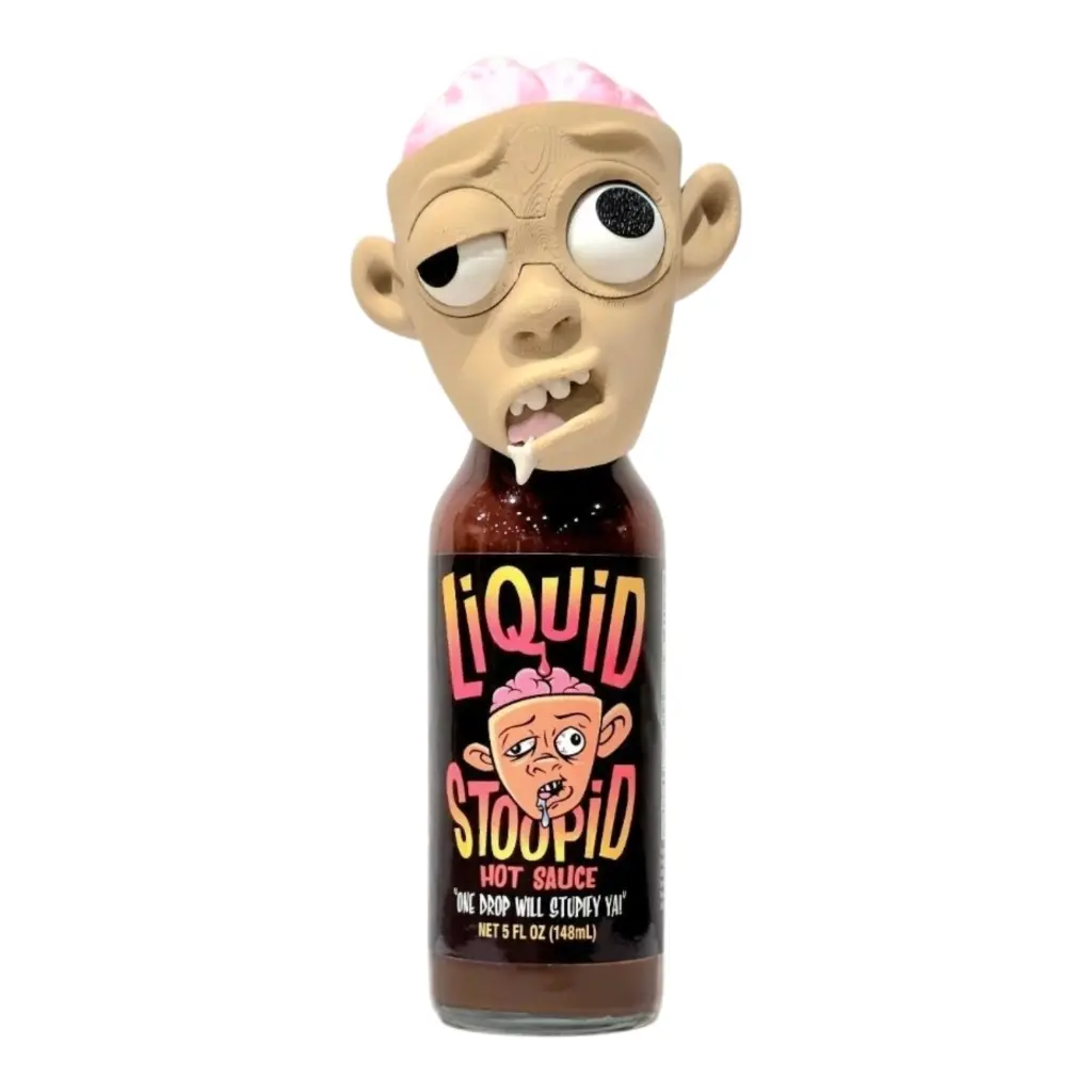 CaJohns Liquid Stoopid Hot Sauce with 3D Printed Head/Movable Eyes