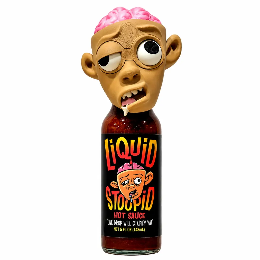 CaJohns Liquid Stoopid Hot Sauce with 3D Printed Head/Movable Eyes