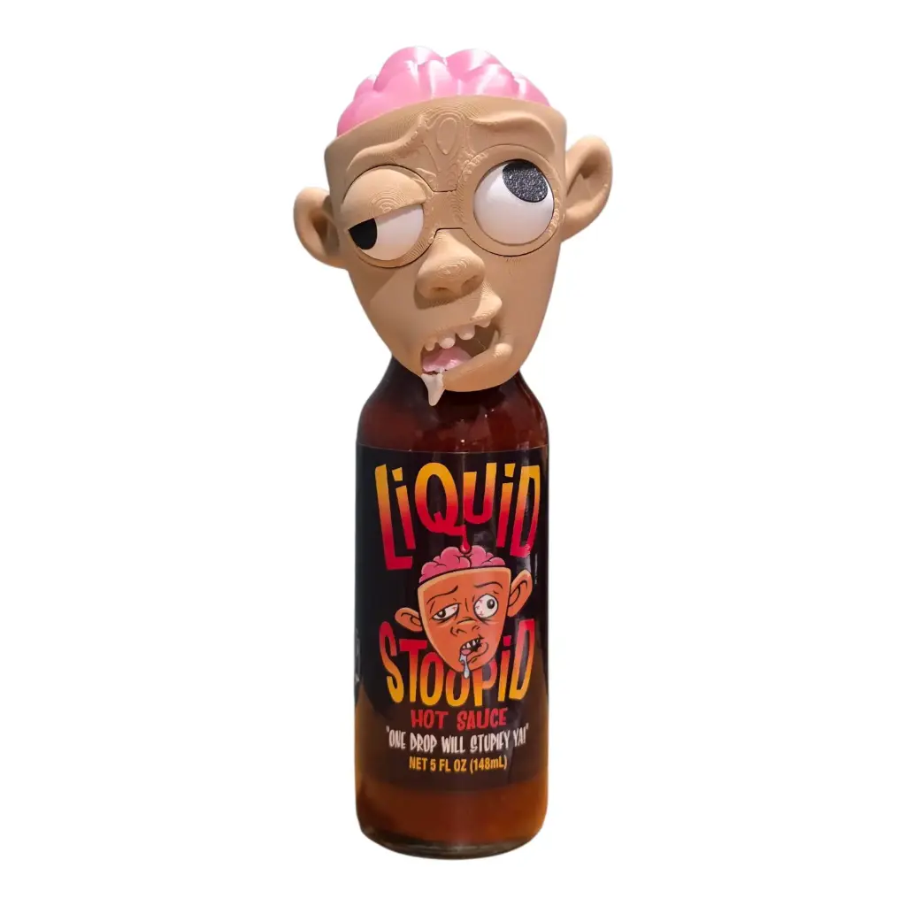 CaJohns Liquid Stoopid Hot Sauce with 3D Printed Head/Movable Eyes
