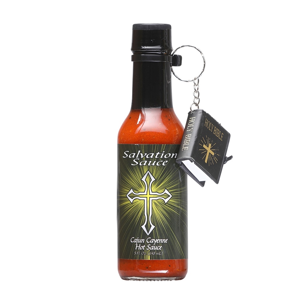 Salvation Sauce Cajun Cayenne Hot Sauce w/Bible Keychain