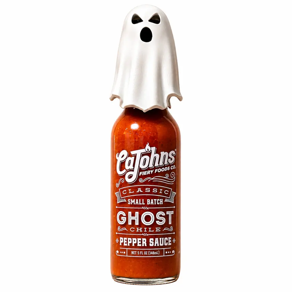 CaJohns Classic Small Batch Ghost Chile Pepper Sauce w/ 3D Topper