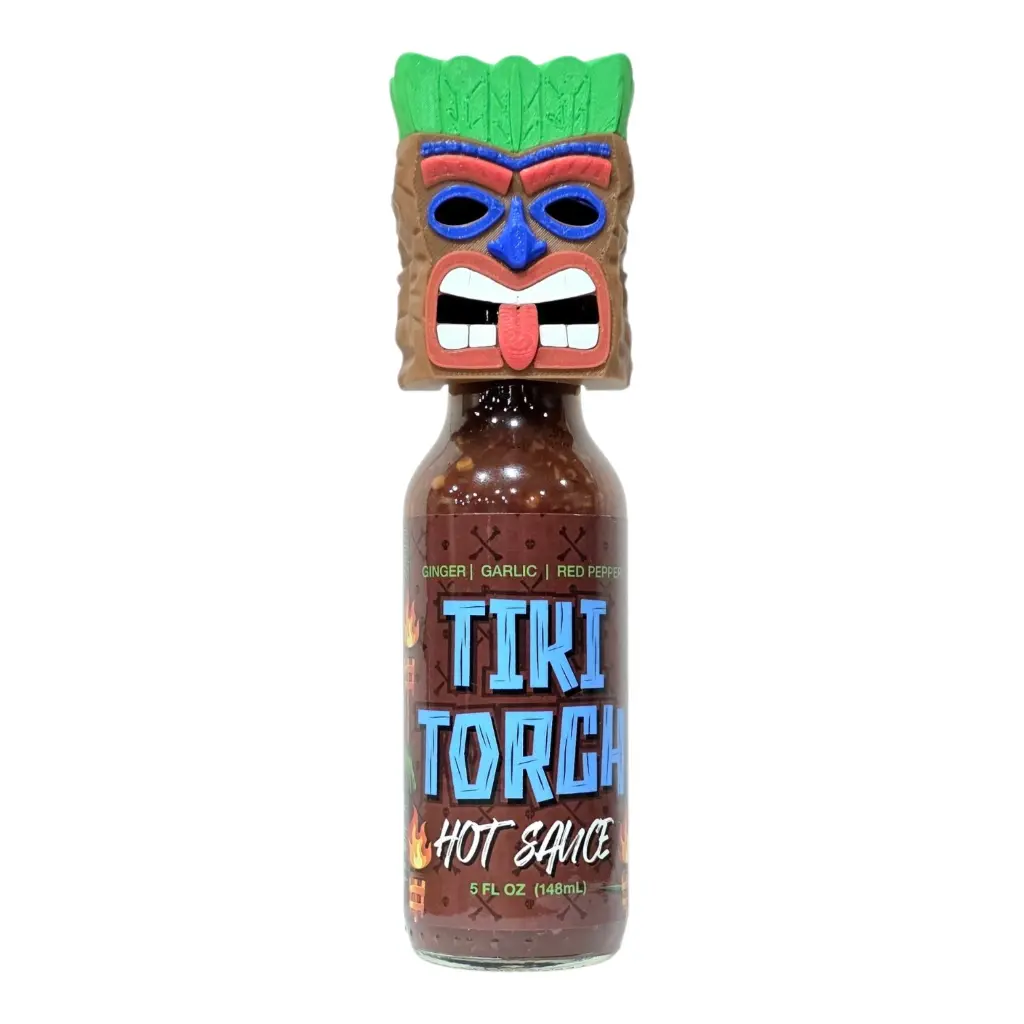 Tiki Torch Hot Sauce with Tiki Mask