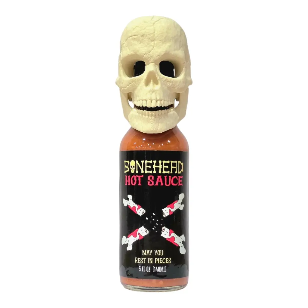 Bone Head Hot Sauce with 3D Skeleton Face