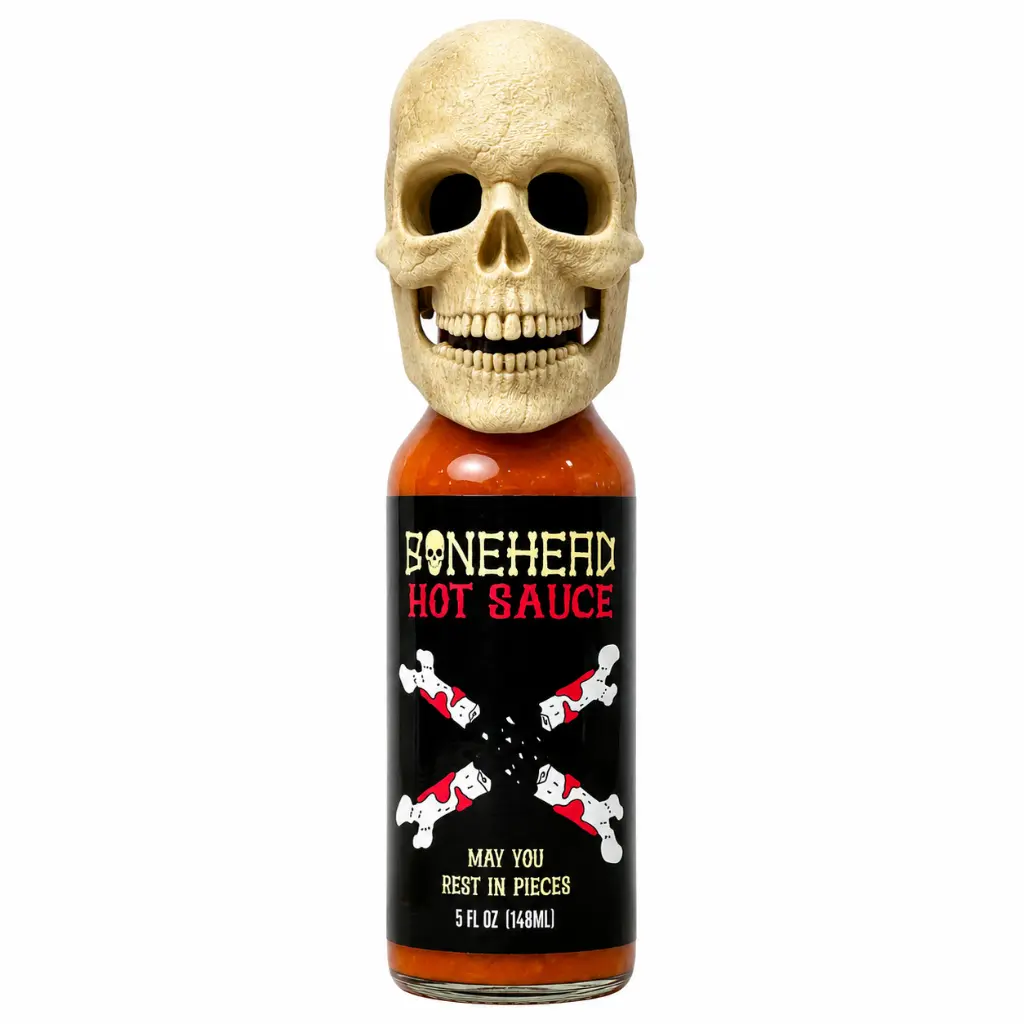 Bone Head Hot Sauce with 3D Skeleton Face