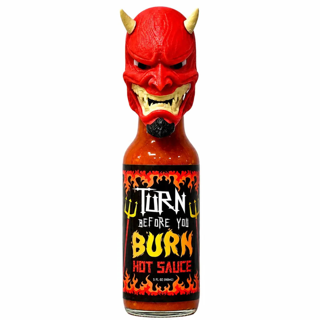 Turn Before You Burn Hot Sauce with 3D Devil Head